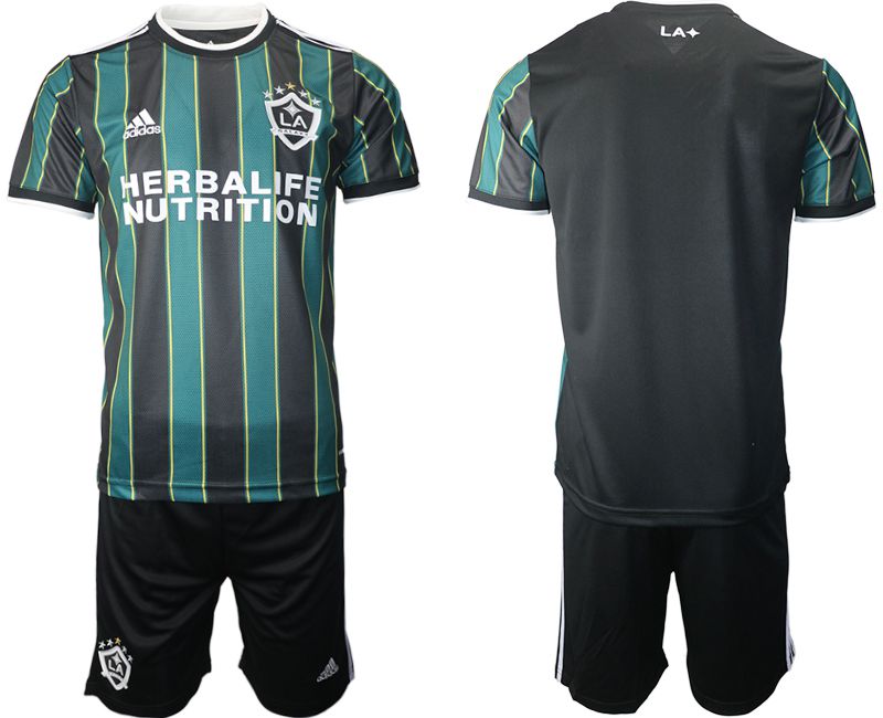 Men 2021-2022 Club Los Angeles Galaxy away black blank Adidas Soccer Jersey->customized soccer jersey->Custom Jersey